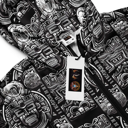 Mayan / Aztec Warrior All Over Print Unisex Windbreaker with Zippered Pockets by Metz Zen v1.0 - Alchemystics.org