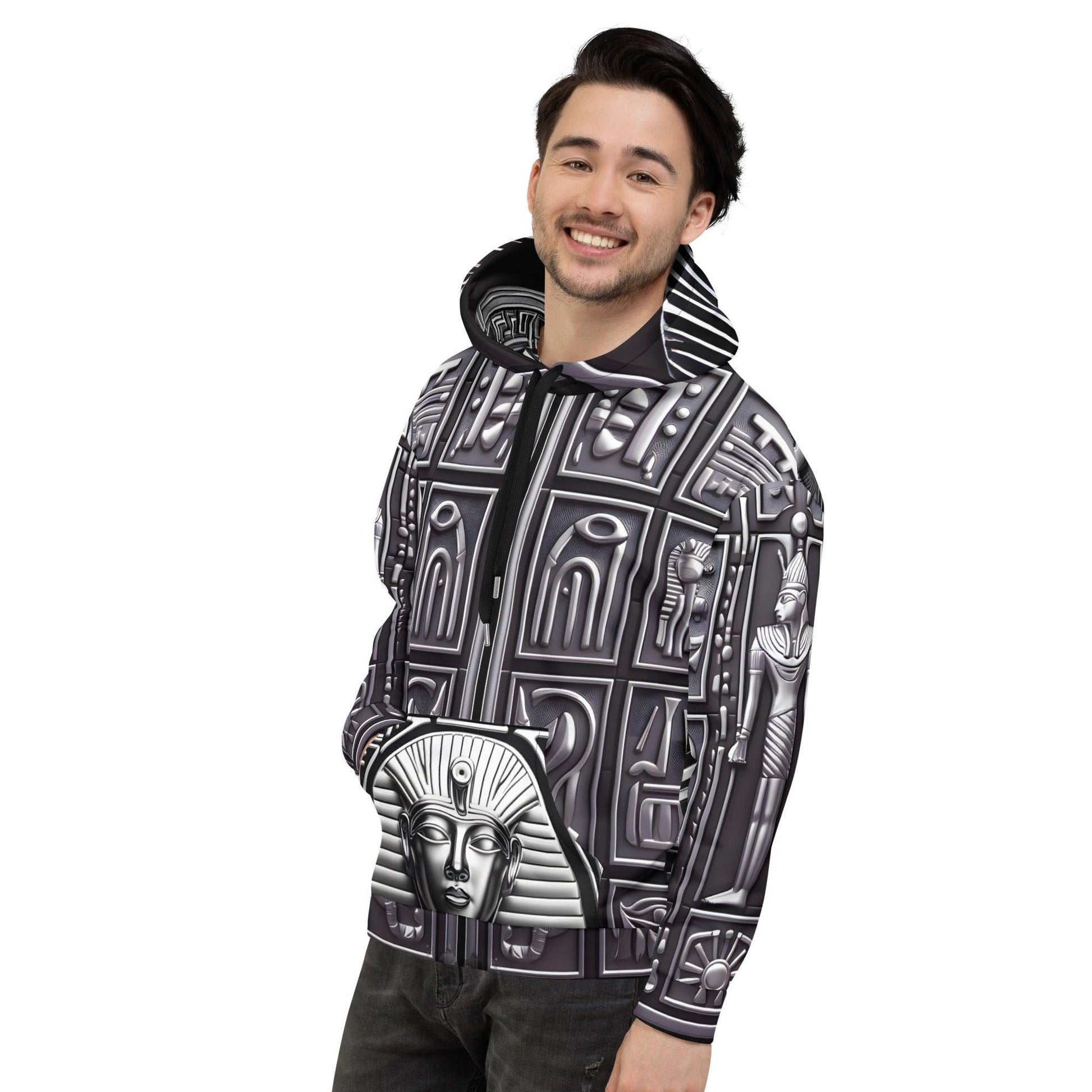 Men’s Eye of Horus Ancient Egyptian Hieroglyphics Pharoah Unisex Hoodie by Meta Zen v1.0 - Alchemystics.org