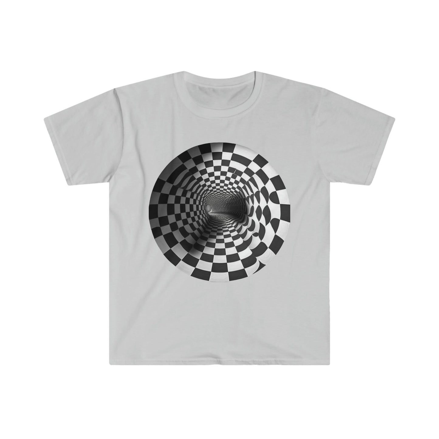 Mesmerizing Illusion: Psychedelic Tunnel Unisex Soft Style Digital AI Art T-Shirt for Festival and Street Wear - Alchemystics.org