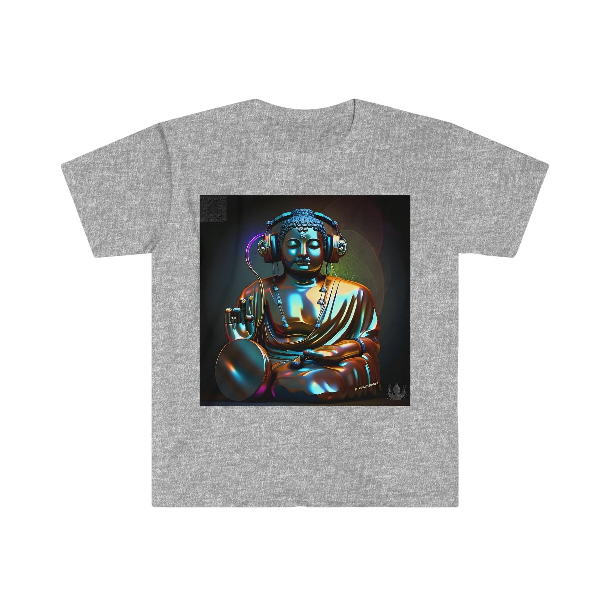 Meta Zen Future Retro v4 - Statue Of A Buddha With Headphones Subtle Smile - Ascii / Ansi Art - Alchemystics.Org - Alchemystics.org