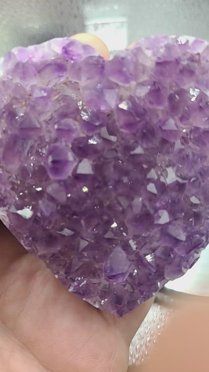 Amethyst Drusy Heart 1 : A Unique and Artistic Home Deco or Meditation Crystal Piece