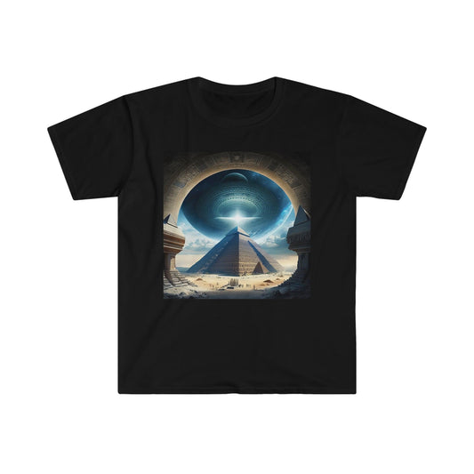 Psychedelic Ai Art Men's and Women's Unisex T-Shirt for Festival and Street Wear Pyramids v5.1 - Alchemystics.org