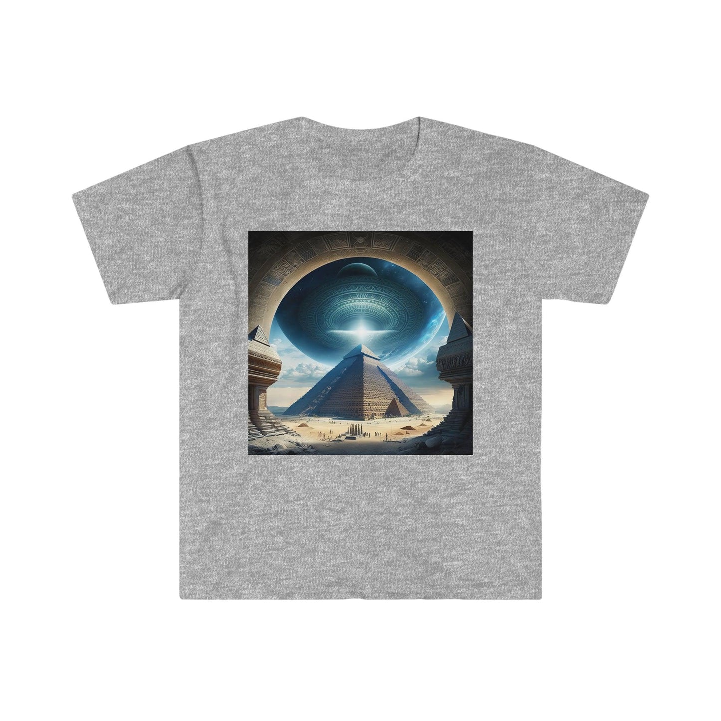 Psychedelic Ai Art Men's and Women's Unisex T-Shirt for Festival and Street Wear Pyramids v5.1 - Alchemystics.org