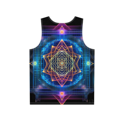 Sri Yantra 3D Sacred Geometry Octane Colorful Symmetrical Sublimation Tank Top for Him - Stylish Comfort for Festival Street Activewear and More - Alchemystics.org