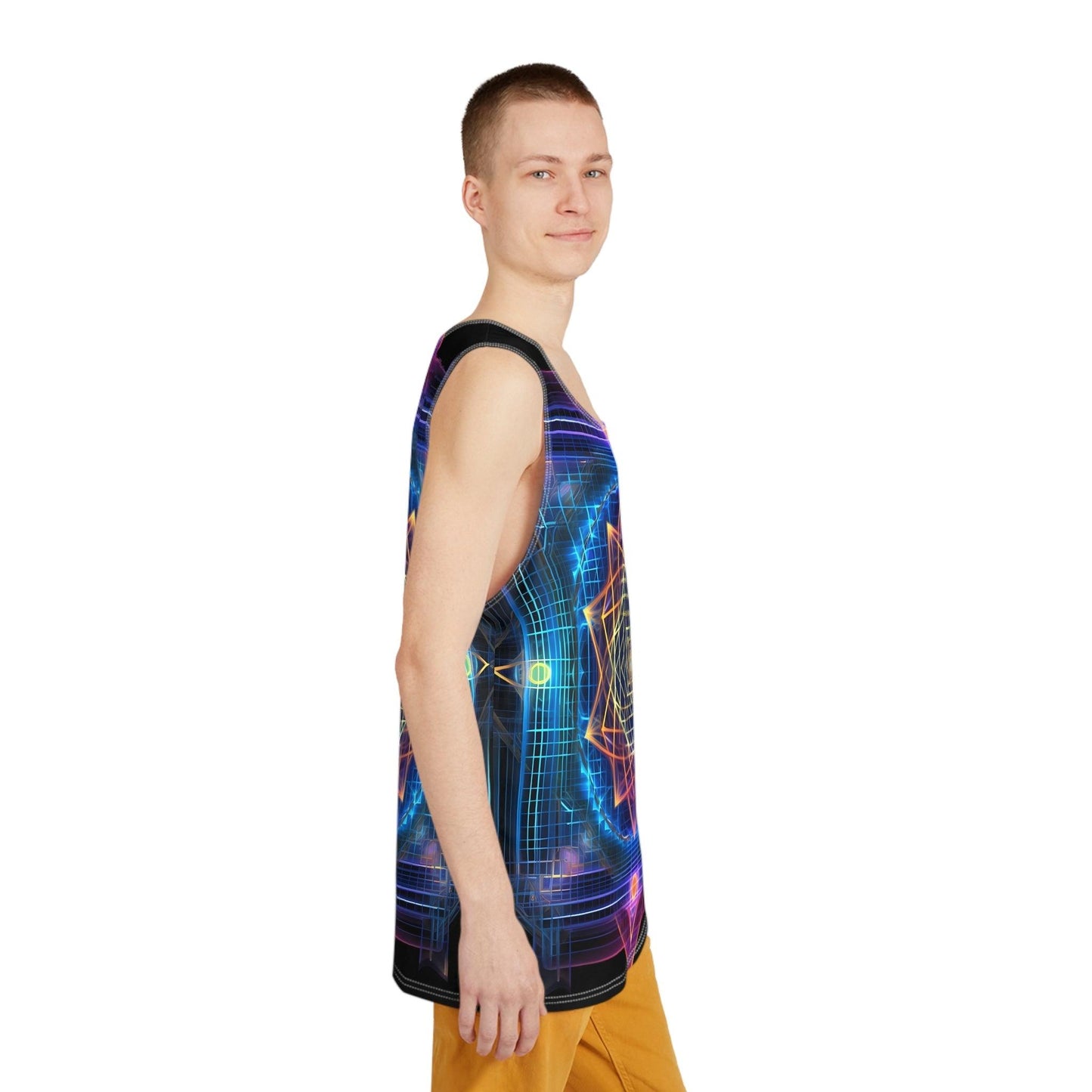 Sri Yantra 3D Sacred Geometry Octane Colorful Symmetrical Sublimation Tank Top for Him - Stylish Comfort for Festival Street Activewear and More - Alchemystics.org