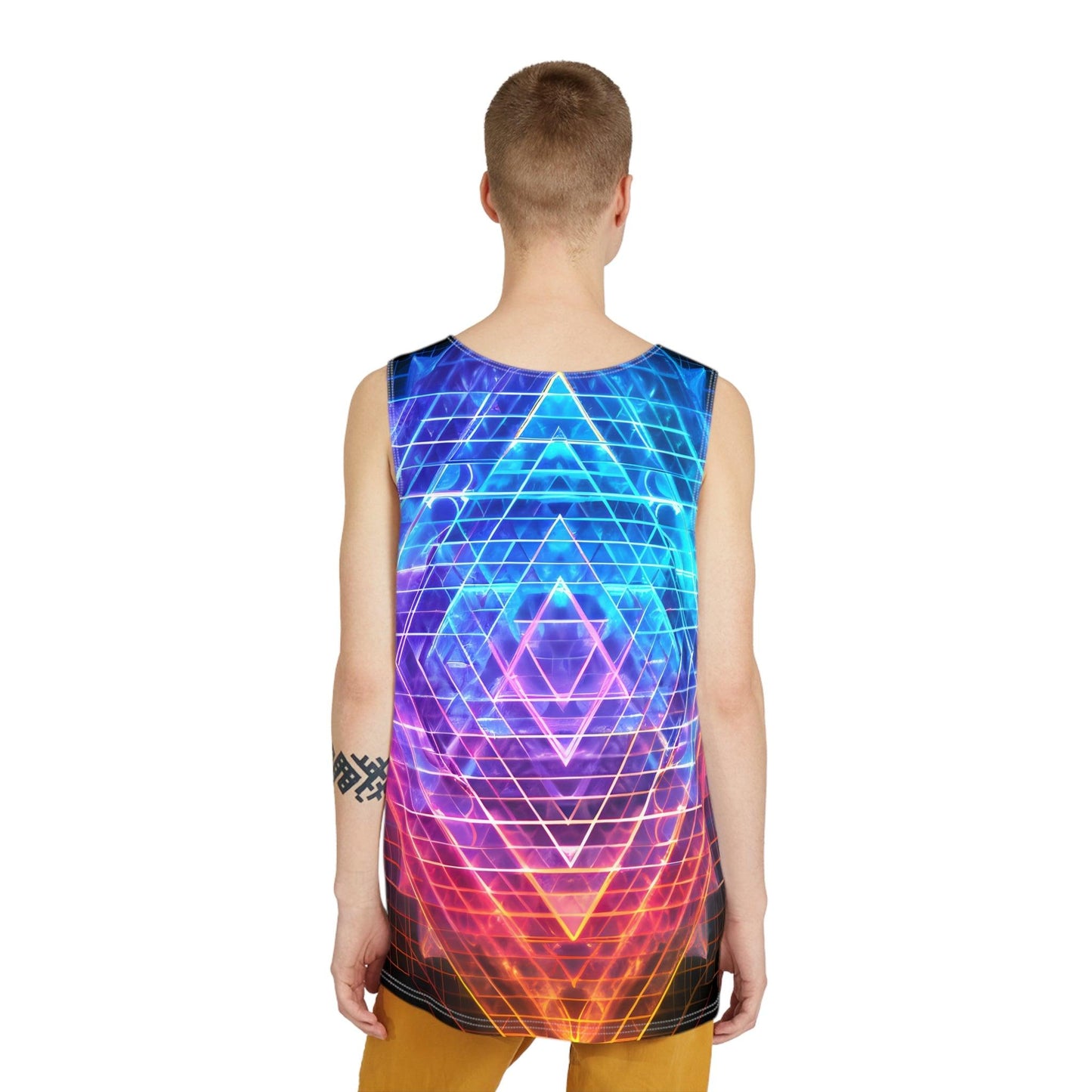 Sri Yantra 3D v2.1 Sacred Geometry Octane Colorful Symmetrical Sublimation Tank Top for Him - Stylish Comfort for Festival Street Activewear and More - Alchemystics.org