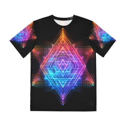 Sri Yantra 3D v2 Sacred Geometry Octane Colorful Symmetrical Sublimation - All Over Print (AOP) - Digital AI Art T-Shirt for Street or Festival Wear - Alchemystics.org