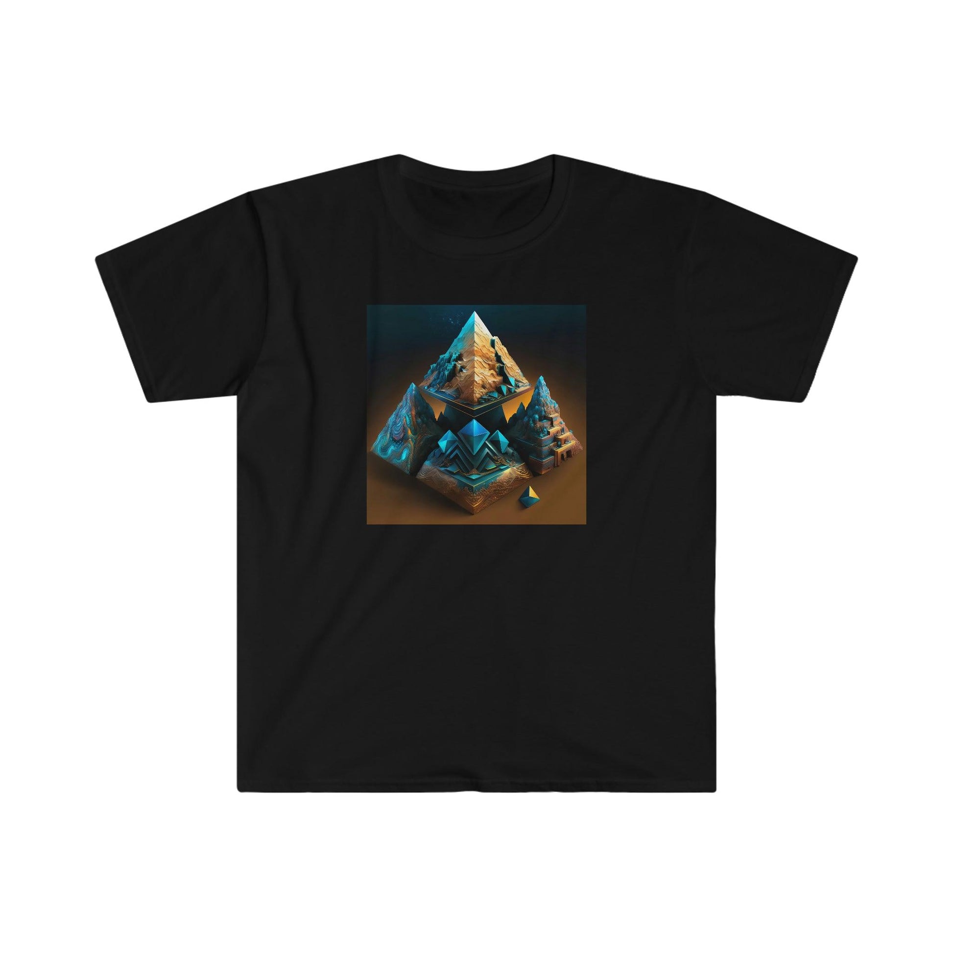 Visionary Ai Art Men's and Women's Unisex Soft Style T-Shirt for Festival and Street Wear Pyramids v3.1 - Alchemystics.org