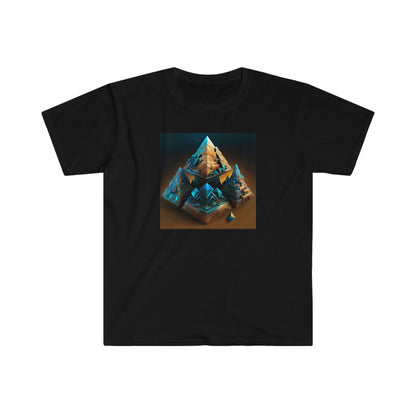 Visionary Ai Art Men's and Women's Unisex Soft Style T-Shirt for Festival and Street Wear Pyramids v3.1 - Alchemystics.org