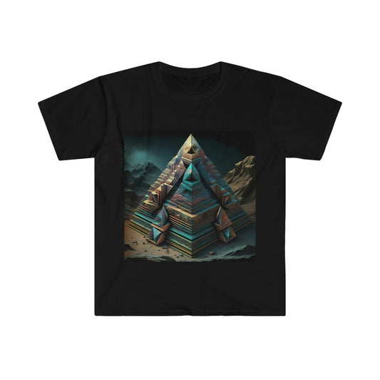 Visionary Psychedelic Ai Art Men's and Women's Unisex Soft Style T-Shirt for Festival and Street Wear Pyramids v1 - Alchemystics.org