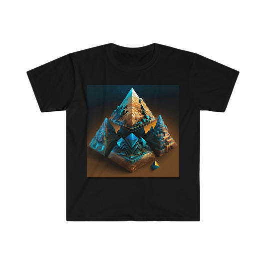 Visionary Psychedelic Ai Art Men's and Women's Unisex Soft Style T-Shirt for Festival and Street Wear Pyramids v3 - Alchemystics.org